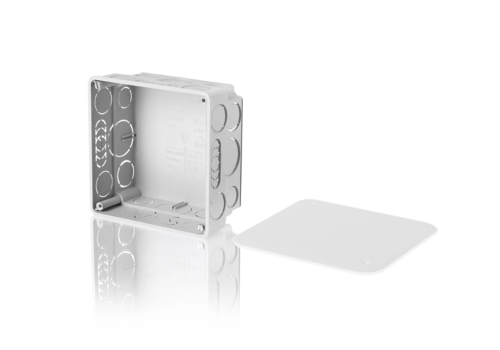 Flush mounted junction box, branching, with a cover, 100 x 100 x 50 mm