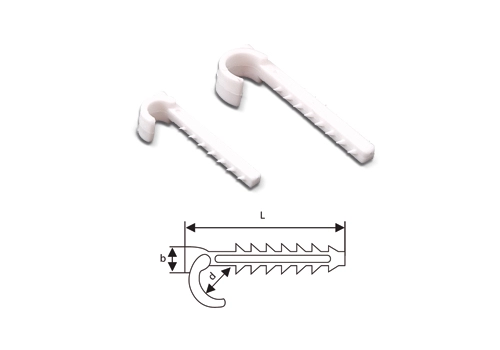 Hook hammered clip for cables: YDY (2x1; 2x1,5; 2x2,5; 3x1; 3 x1,5; 3x2,5; 4x1), white (equivalent - USMH-10)