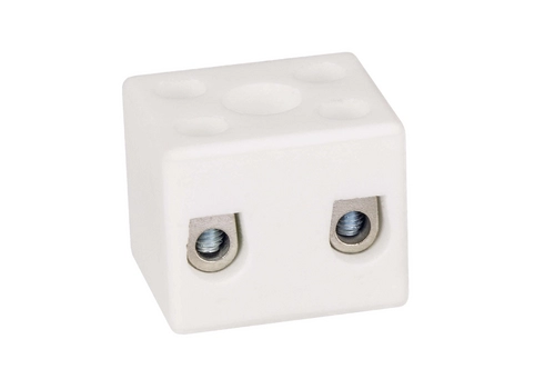 Porcelain screw terminal block, 6mm², 2 tracks 