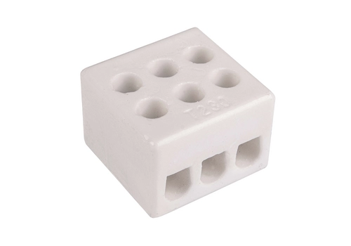 Porcelain screw terminal block, 2,5mm², 3 tracks