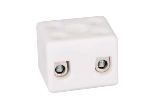 Porcelain screw terminal block,  4mm², 2 tracks