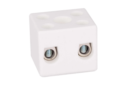 Porcelain screw terminal block,  10mm², 2 tracks