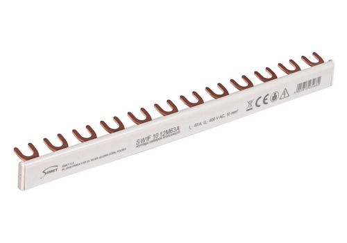 Connection busbar - fork type 1-phase, 63A, 12  modules, cross-section  10 mm²