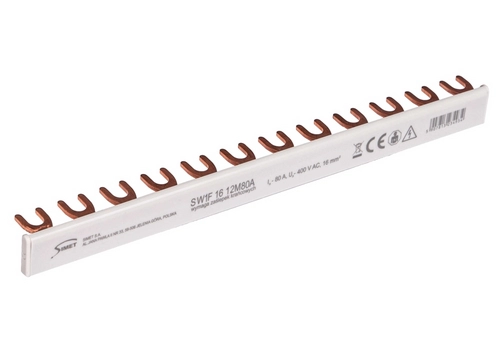 Connection busbar - fork type 1-phase, 80A, 12  modules, cross-section  16 mm²