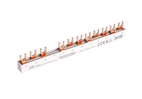 Connection busbar - fork type 3-phase, 80A, 12 modules, cross-section 16 mm² 