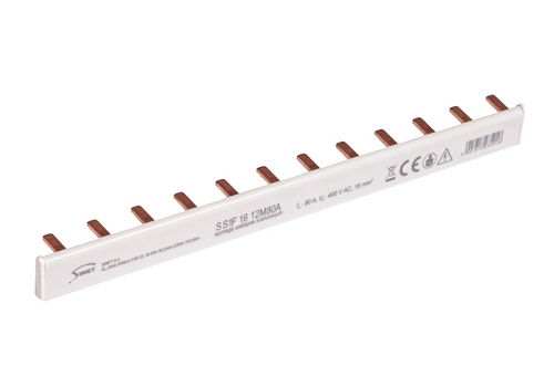 Connection busbar - pin type 1-phase, 80A, 12  modules, cross-section  16 mm²