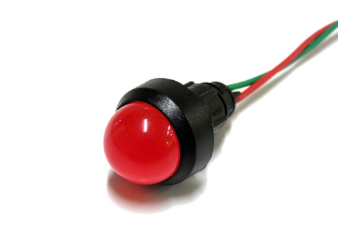 Lampka diodowa, klosz 20 mm, 12-24V, czerwona