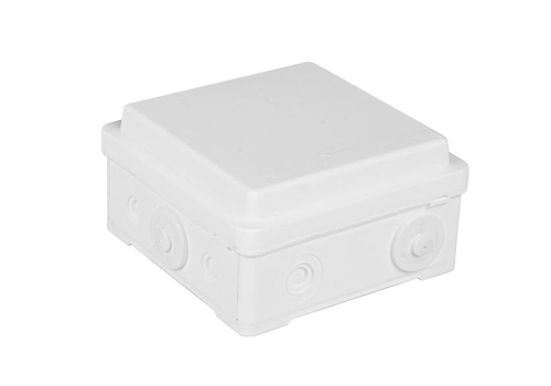 Surface junction box 100 x 52 x 100 mm, with 4 grommets, halogen free, self-extinguishing, UV, IP54