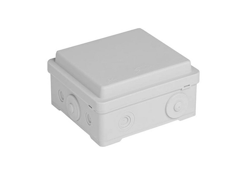 Surface junction box 100 x 52 x 100 mm, with 4 grommets, halogen free, self-extinguishing, UV, IP54