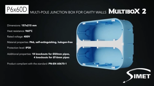 P6x60D  - Junction box for cavity walls 6x60 mm² deep, Multibox2