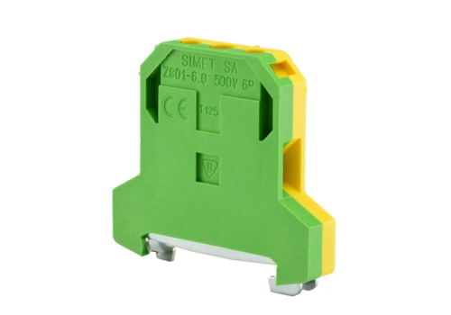 Rail-mounted screw terminal block, protective, 6,0 mm², TS 35