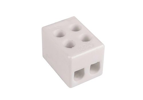 Porcelain screw terminal block, 2,5 mm², 2 tracks
