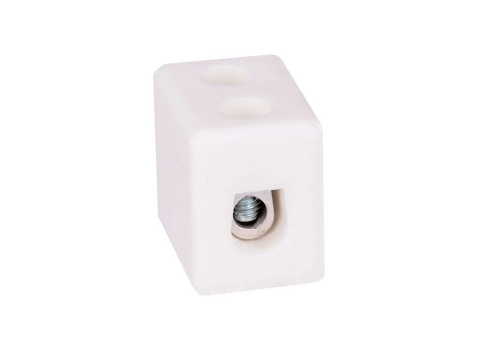 Porcelain screw terminal block,  4mm², 1 track