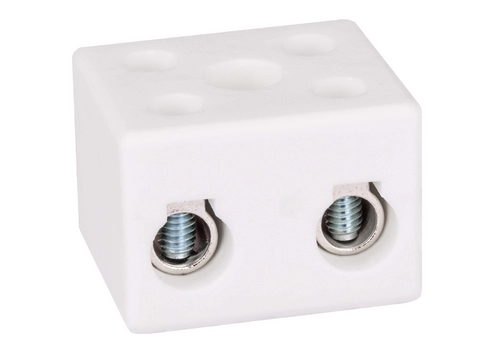 Porcelain screw terminal block,  16mm², 2 tracks