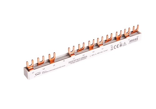 Connection busbar - fork type 3-phase, 63A, 12 modules, cross-section 10 mm² 