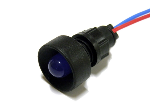 Diode indicator light, 10 mm casing, 24V, blue